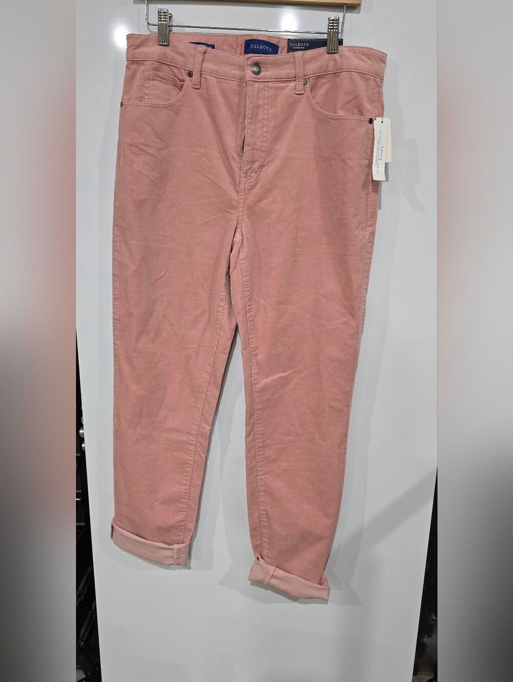 NWT Talbots Flawless High-Waist Straight-Leg Corduroy Pants Rose Pink 8